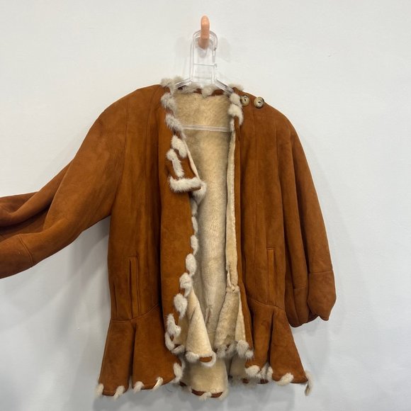 Shearling & Suede Western Jacket /Poncho - Size M/L - Picture 2 of 6